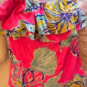 LILY PULITZER RUFFLE STRAPLESS TOP!